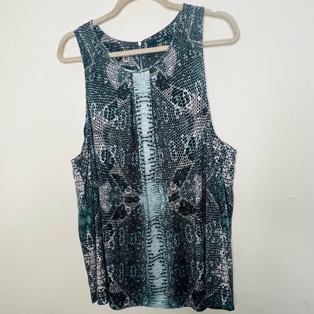 Tart Snakeprint Sleeveless Blouse Size 2X Exposed Zipper Built in Bra Layer